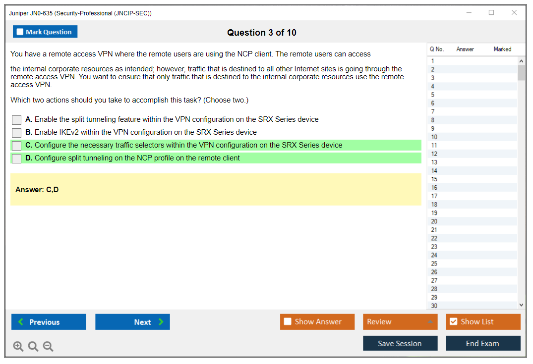 Juniper JN0-635 Security-Professional (JNCIP-SEC) Practice test exam simulator test engine exam dumps questions answers Image 3