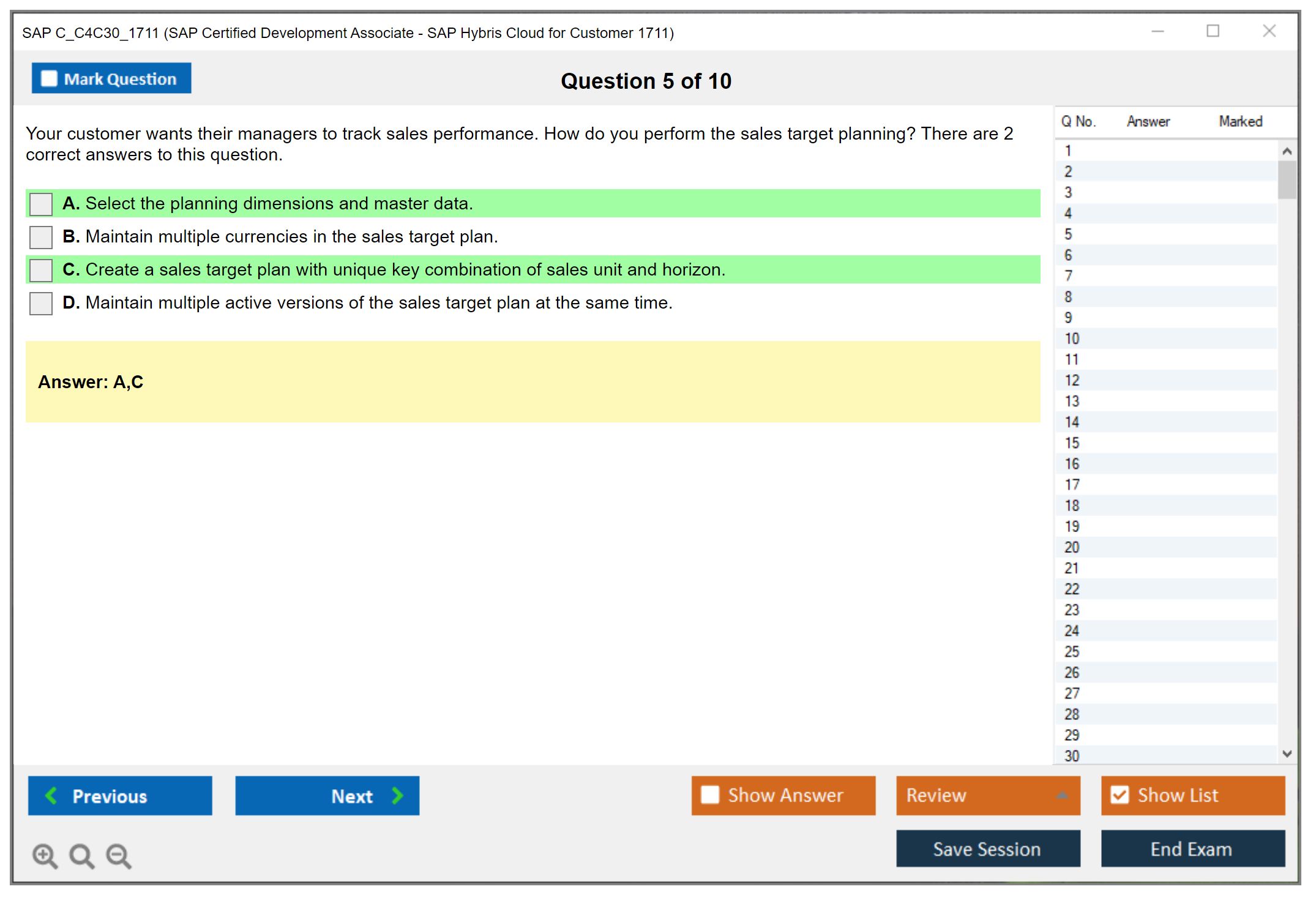SAP C_C4C30_1711 SAP Certified Development Associate - SAP Hybris Cloud for Customer 1711 Practice test exam simulator test engine exam Prep practice test questions answers Image 5
