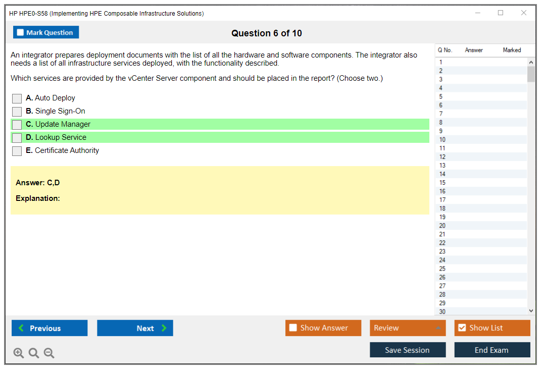 HP HPE0-S58 Implementing HPE Composable Infrastructure Solutions Practice test exam simulator test engine exam Prep practice test questions answers Image 6