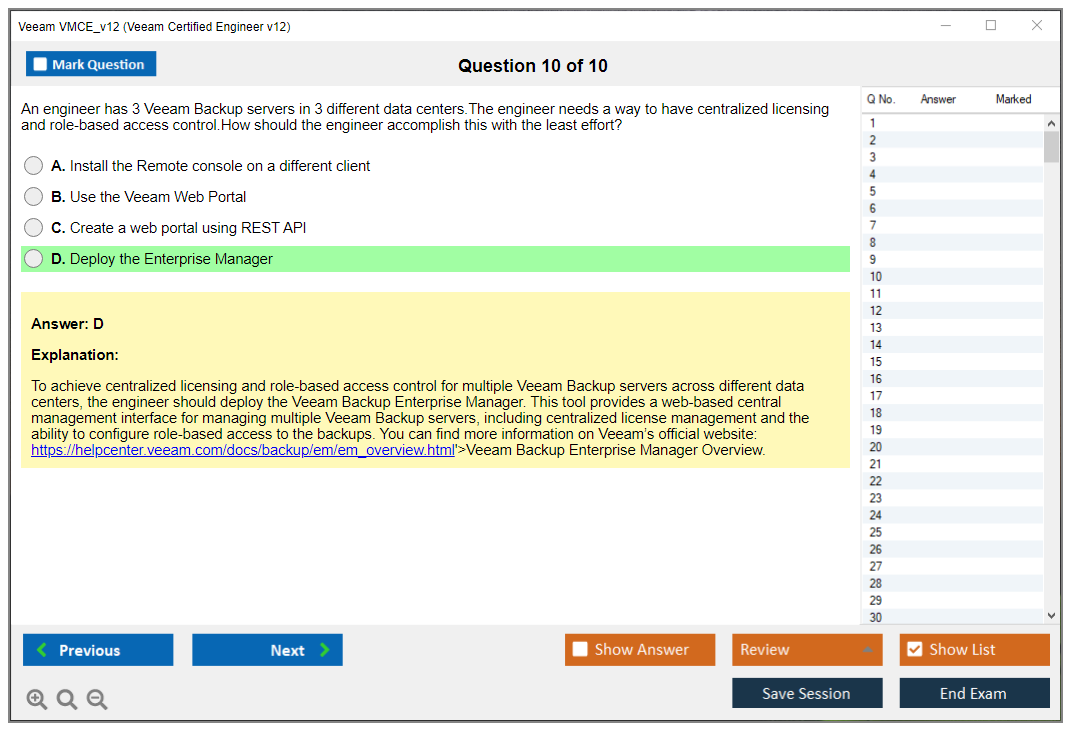 Veeam VMCE_v12 Veeam Certified Engineer v12 Practice test exam simulator test engine exam dumps questions answers Image 10