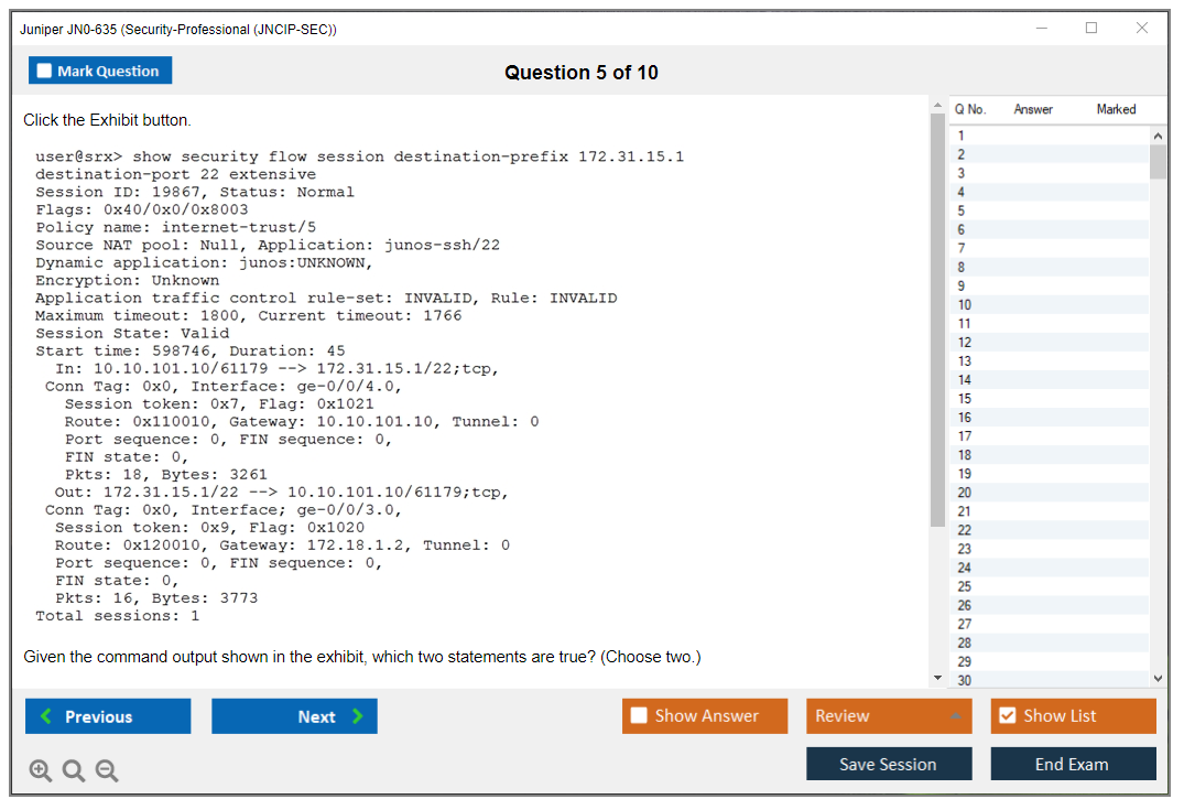 Juniper JN0-635 Security-Professional (JNCIP-SEC) Practice test exam simulator test engine exam dumps questions answers Image 5