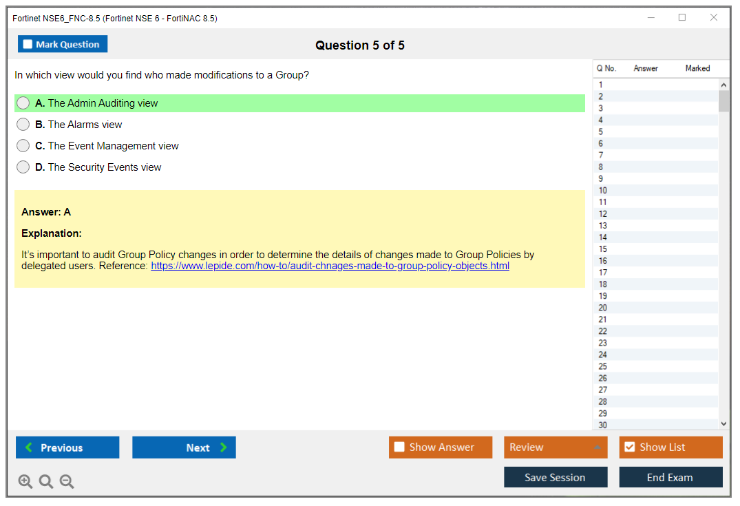 Fortinet NSE6_FNC-8.5 Fortinet NSE 6 - FortiNAC 8.5 Practice test exam simulator test engine exam dumps questions answers Image 5