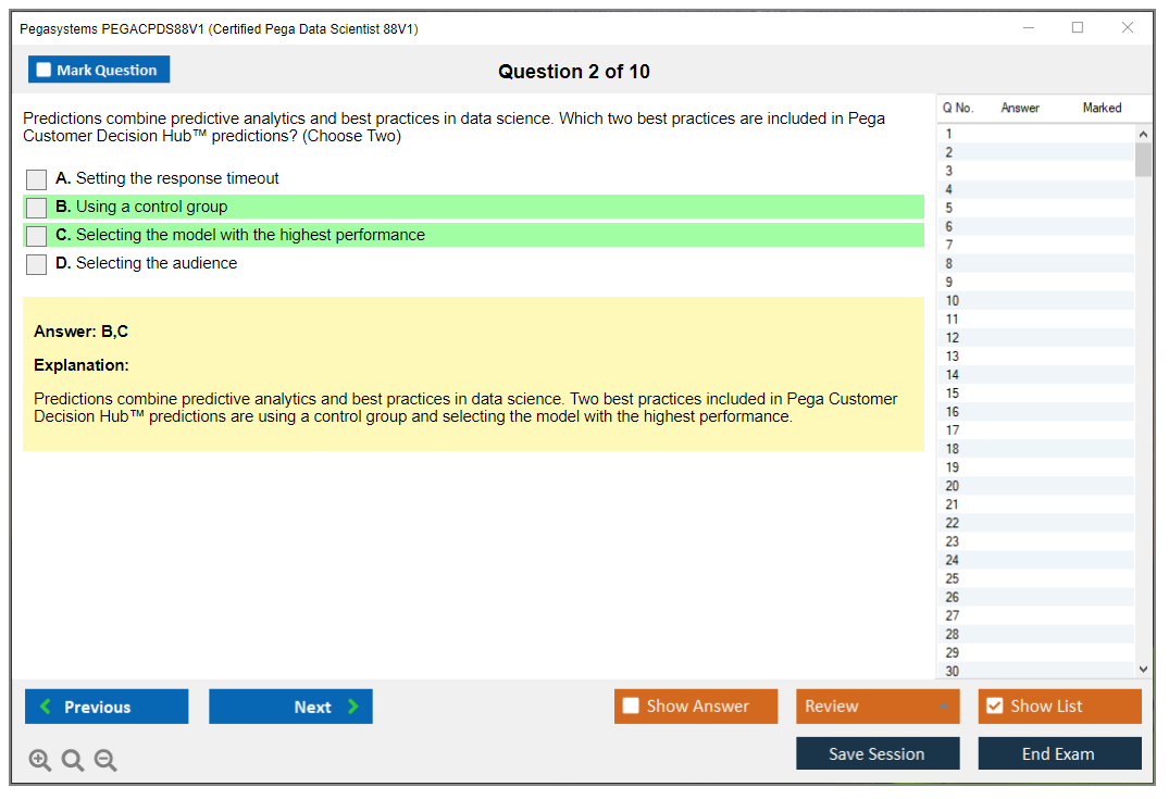 Pegasystems PEGACPDS88V1 Certified Pega Data Scientist 8.8 Practice test exam simulator test engine exam dumps questions answers Image 2