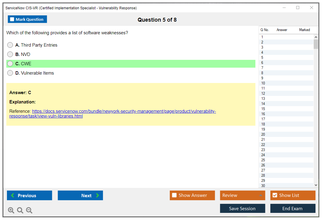 ServiceNow CIS-VR Certified Implementation Specialist - Vulnerability Response Practice test exam simulator test engine exam Prep practice test questions answers Image 5