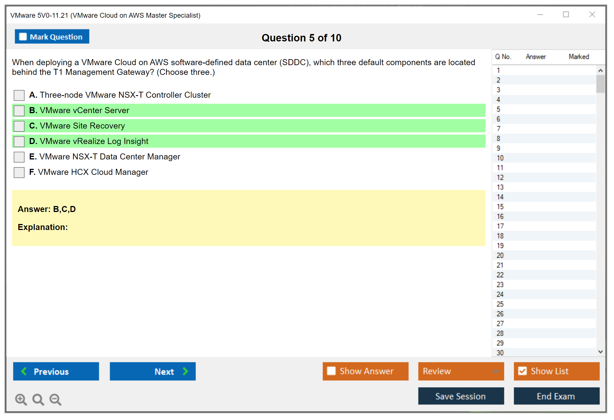 VMware 5V0-11.21 VMware Cloud on AWS Master Specialist Practice test exam simulator test engine exam dumps questions answers Image 5