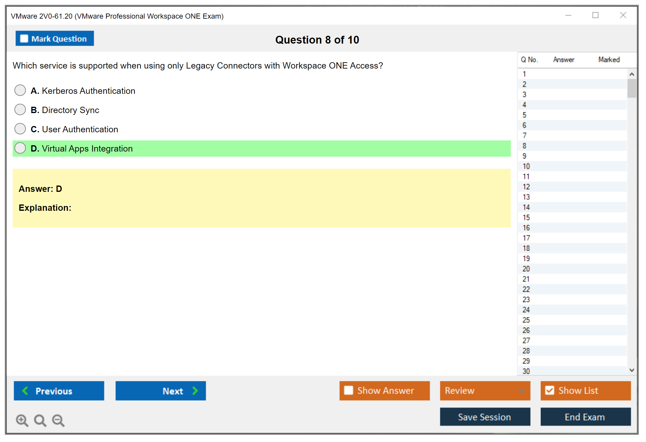 VMware 2V0-61.20 VMware Professional Workspace ONE Exam Practice test exam simulator test engine exam dumps questions answers Image 8