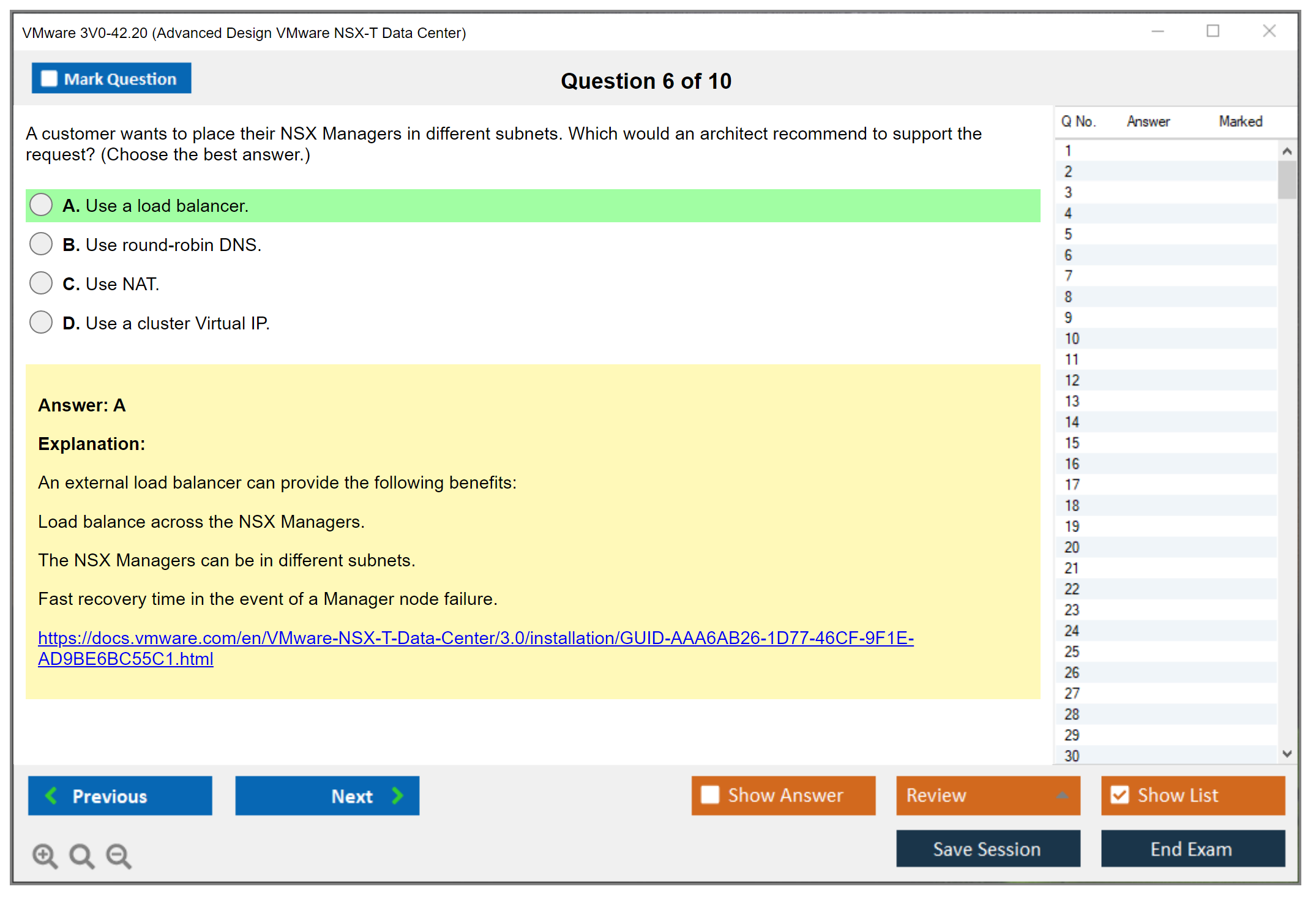 VMware 3V0-42.20 Advanced Design VMware NSX-T Data Center Practice test exam simulator test engine exam dumps questions answers Image 6