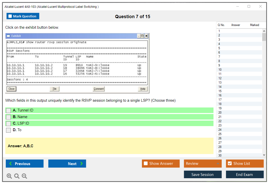 Alcatel-Lucent 4A0-103 Alcatel-Lucent Multi Protocol Label Switching Practice test exam simulator test engine exam dumps questions answers Image 7