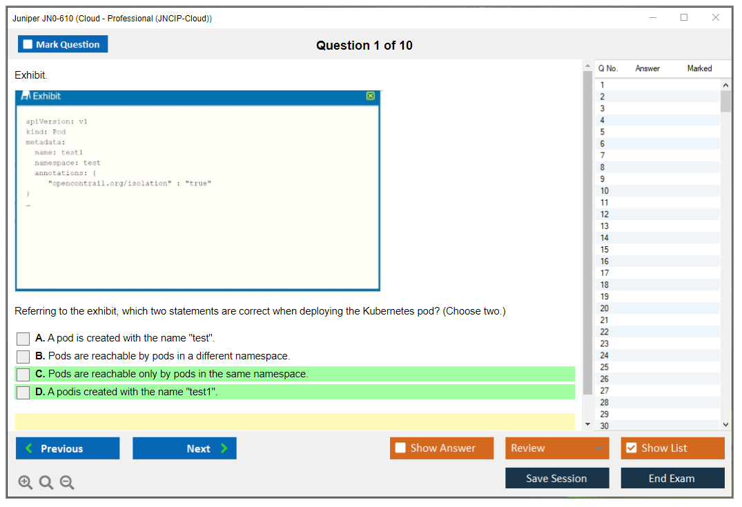 Juniper JN0-610 Cloud - Professional (JNCIP-Cloud) Practice test exam simulator test engine exam dumps questions answers Image 1