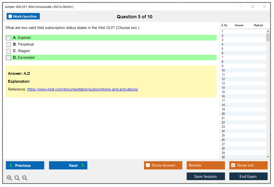 Juniper JN0-251 Mist AI - Associate (JNCIA-MistAI) Practice test exam simulator test engine exam dumps questions answers Image 5