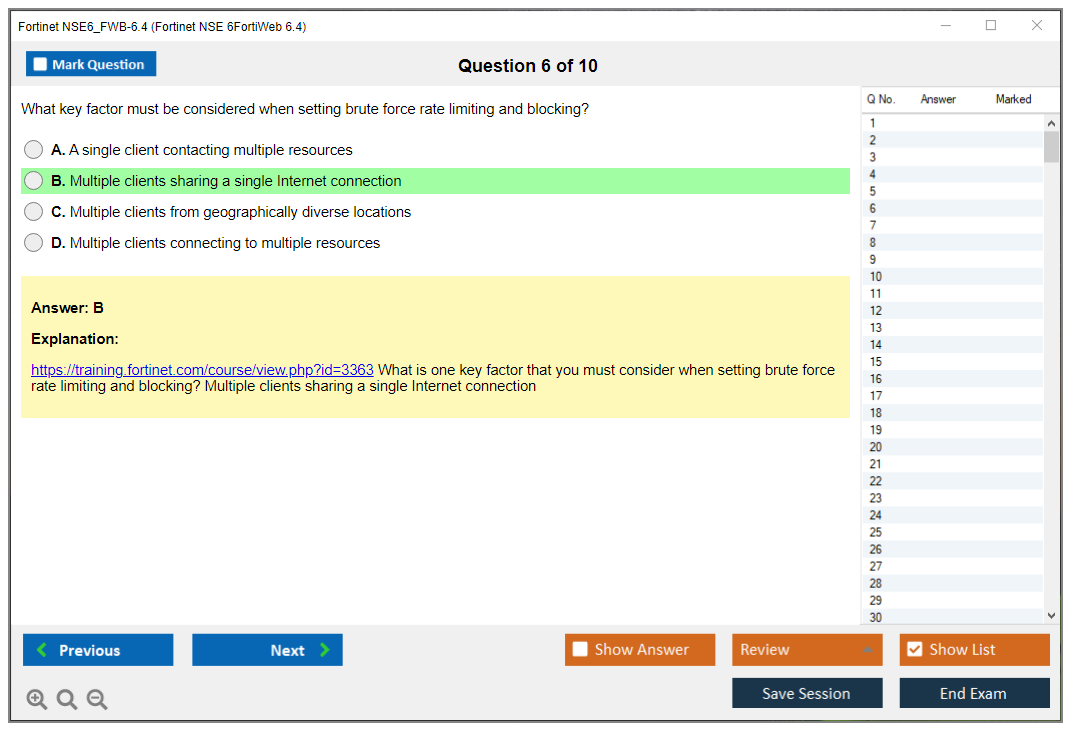 Fortinet NSE6_FWB-6.4 Fortinet NSE 6 - FortiWeb 6.4 Practice test exam simulator test engine exam dumps questions answers Image 6