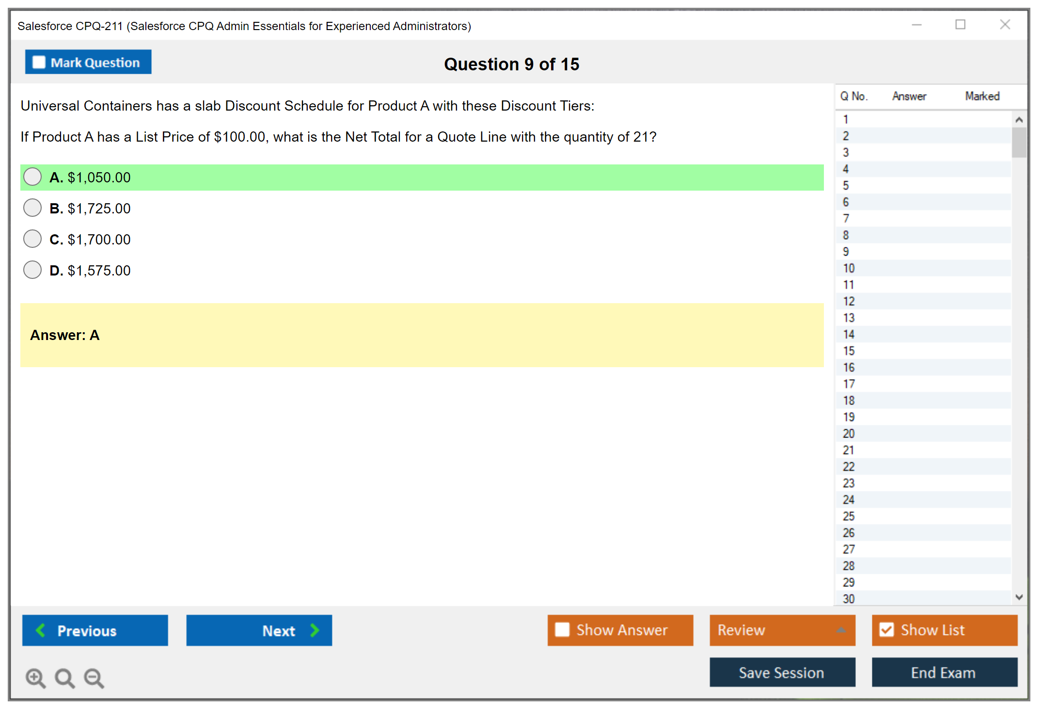 Salesforce CPQ-211 Salesforce CPQ Admin Essentials for Experienced Administrators Practice test exam simulator test engine exam dumps questions answers Image 9