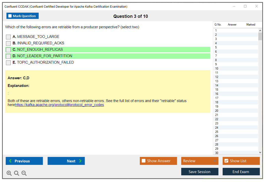 Confluent CCDAK Confluent Certified Developer for Apache Kafka Certification Examination Practice test exam simulator test engine exam dumps questions answers Image 3