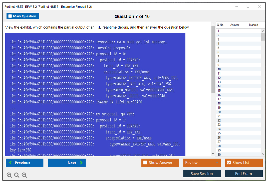 Fortinet NSE7_EFW-6.2 Fortinet NSE 7 - Enterprise Firewall 6.2 Practice test exam simulator test engine exam dumps questions answers Image 7