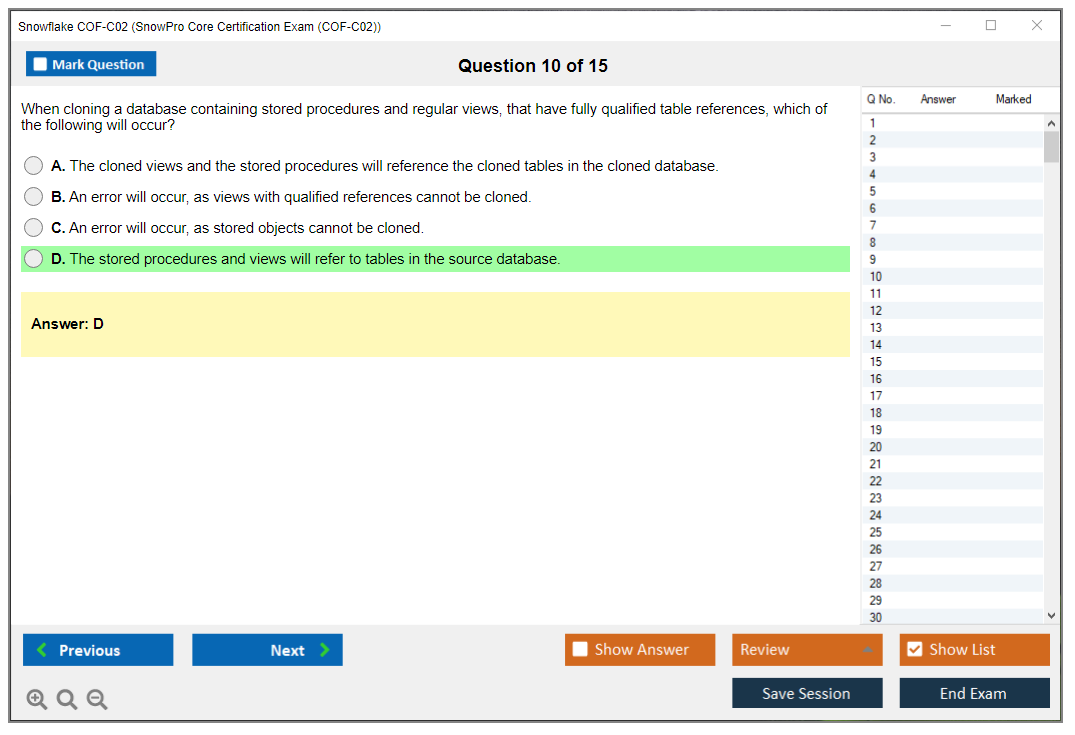 Snowflake COF-C02 SnowPro Core Certification Exam Practice test exam simulator test engine exam dumps questions answers Image 10