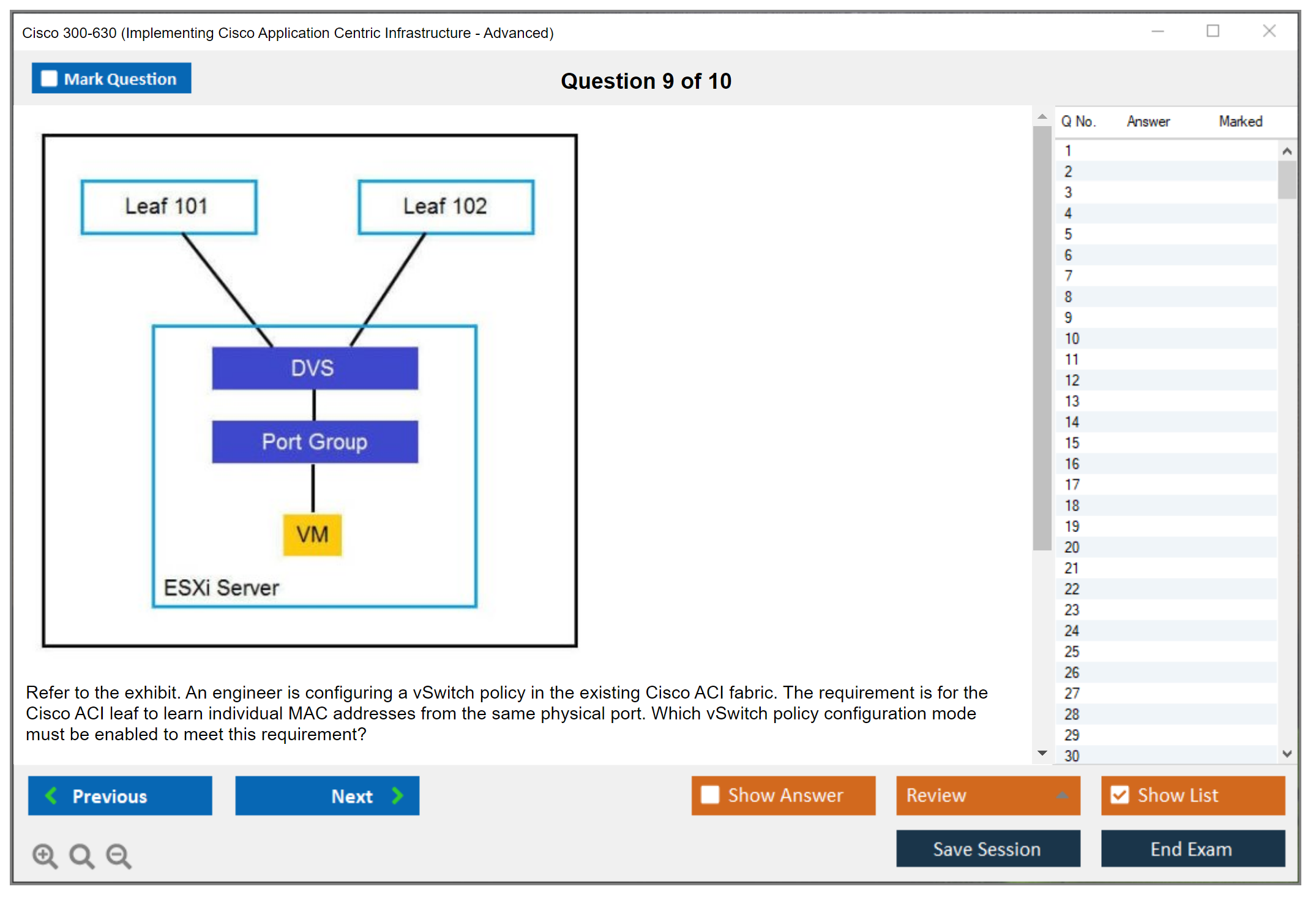 Cisco 300-630 Implementing Cisco Application Centric Infrastructure - Advanced (DCACIA) Practice test exam simulator test engine exam dumps questions answers Image 9