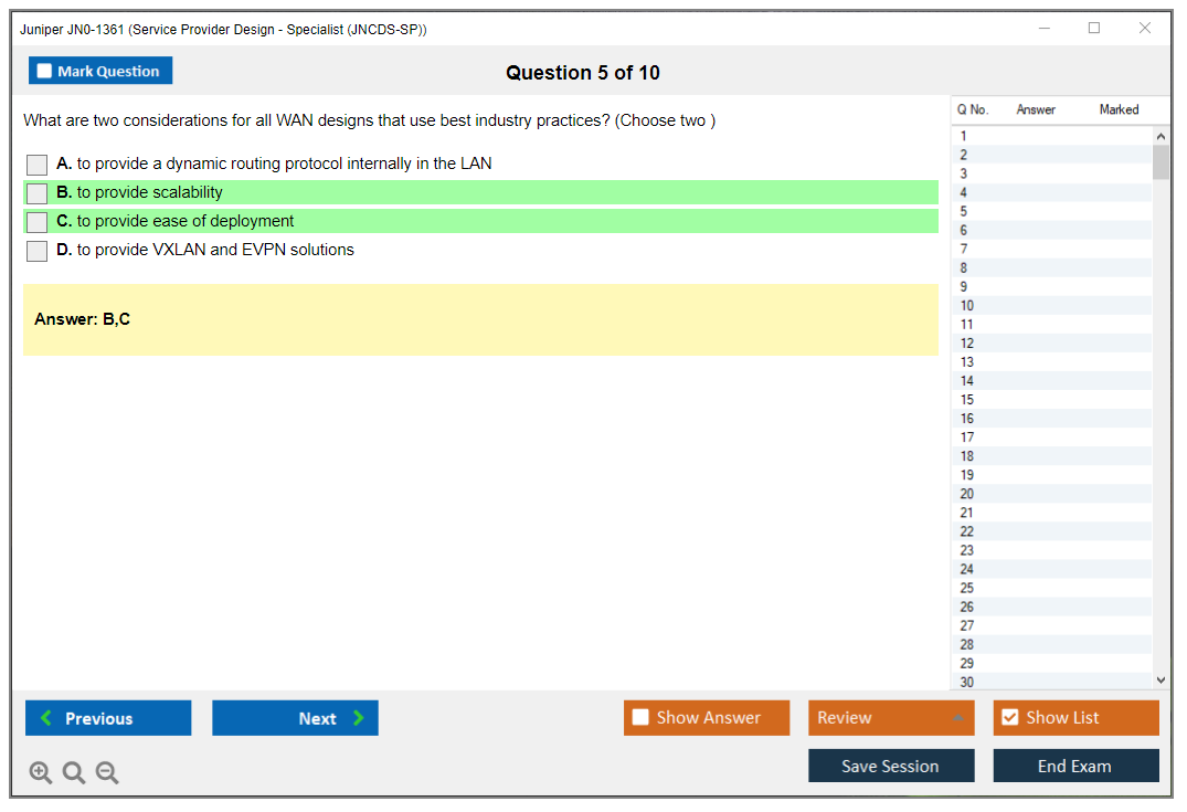 Juniper JN0-1361 Service Provider Design - Specialist (JNCDS-SP) Practice test exam simulator test engine exam dumps questions answers Image 5