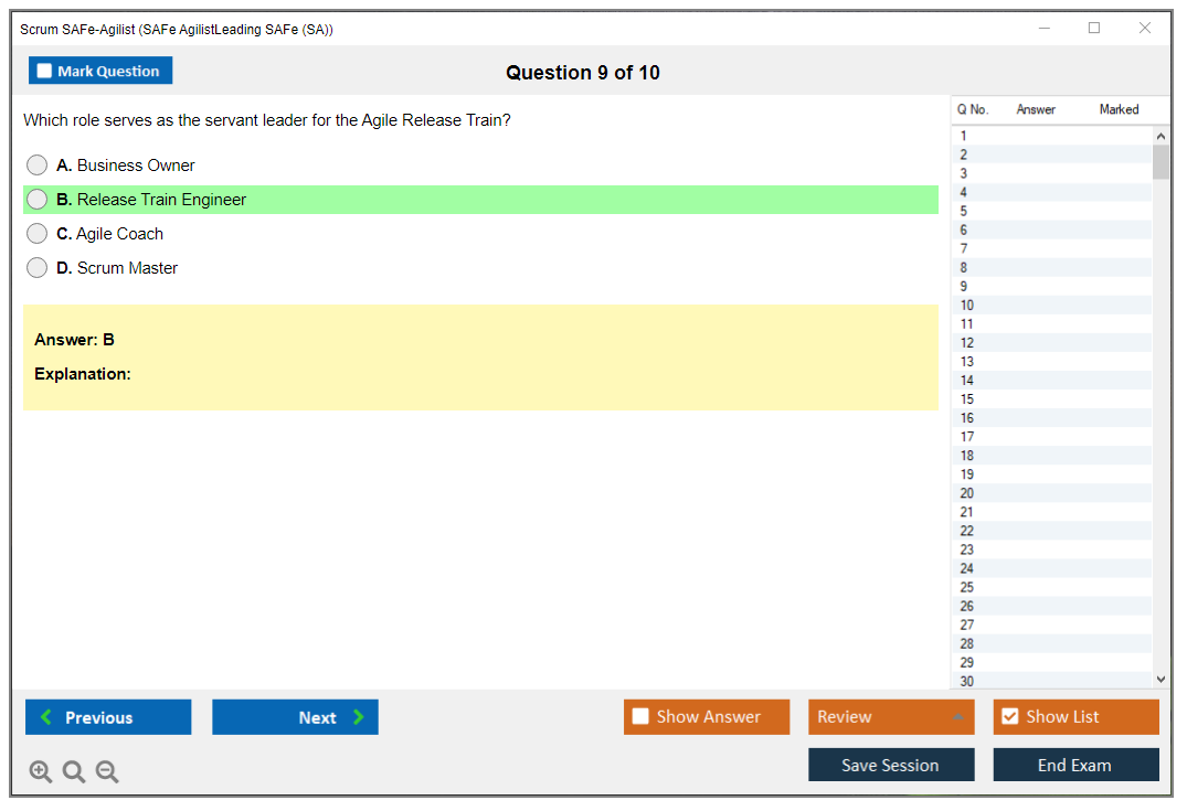 Scrum SAFe-Agilist SAFe Agilist - Leading SAFe (SA 6.0) Practice test exam simulator test engine exam dumps questions answers Image 9