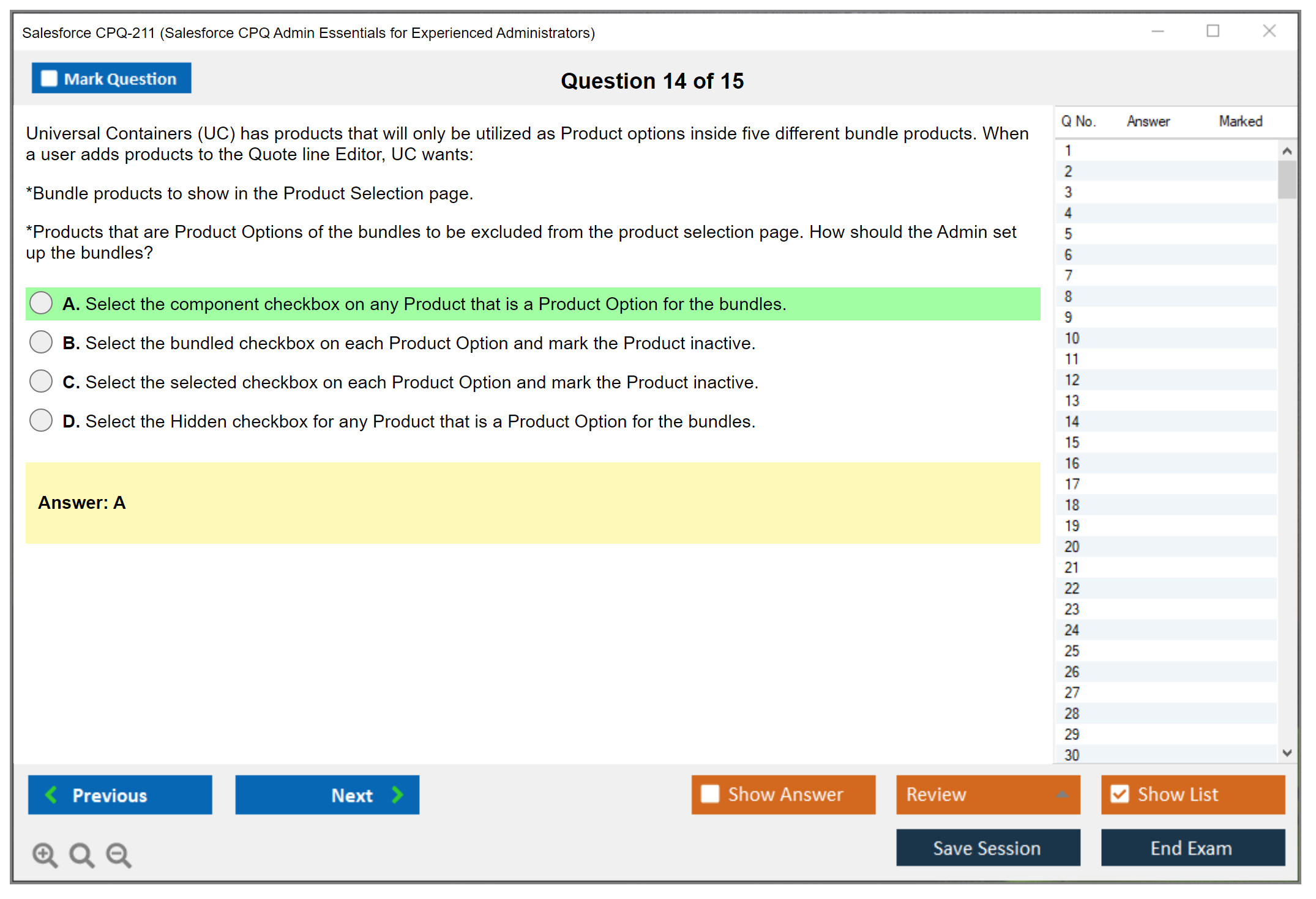 Salesforce CPQ-211 Salesforce CPQ Admin Essentials for Experienced Administrators Practice test exam simulator test engine exam dumps questions answers Image 14
