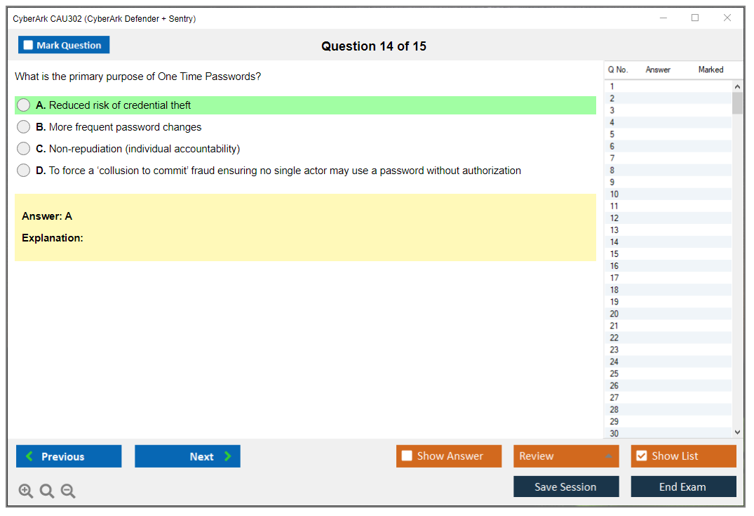 CyberArk CAU302 CyberArk Defender + Sentry Practice test exam simulator test engine exam dumps questions answers Image 14