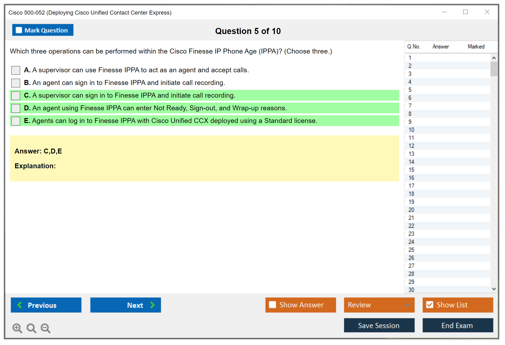 Cisco 500-052 Deploying Cisco Unified Contact Center Express Practice test exam simulator test engine exam dumps questions answers Image 5
