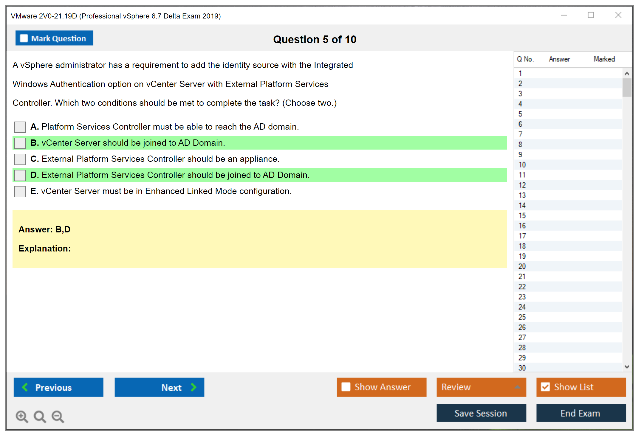 VMware 2V0-21.19D Professional vSphere 6.7 Delta Exam 2019 Practice test exam simulator test engine exam dumps questions answers Image 5