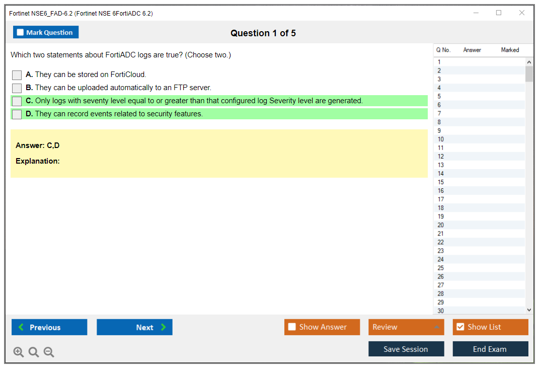 Fortinet NSE6_FAD-6.2 Fortinet NSE 6 - FortiADC 6.2 Practice test exam simulator test engine exam dumps questions answers Image 1