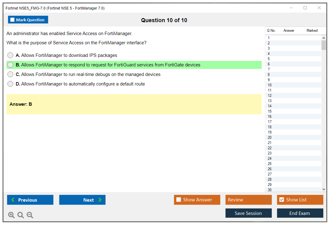 Fortinet NSE5_FMG-7.0 Fortinet NSE 5 - FortiManager 7.0 Practice test exam simulator test engine exam dumps questions answers Image 10