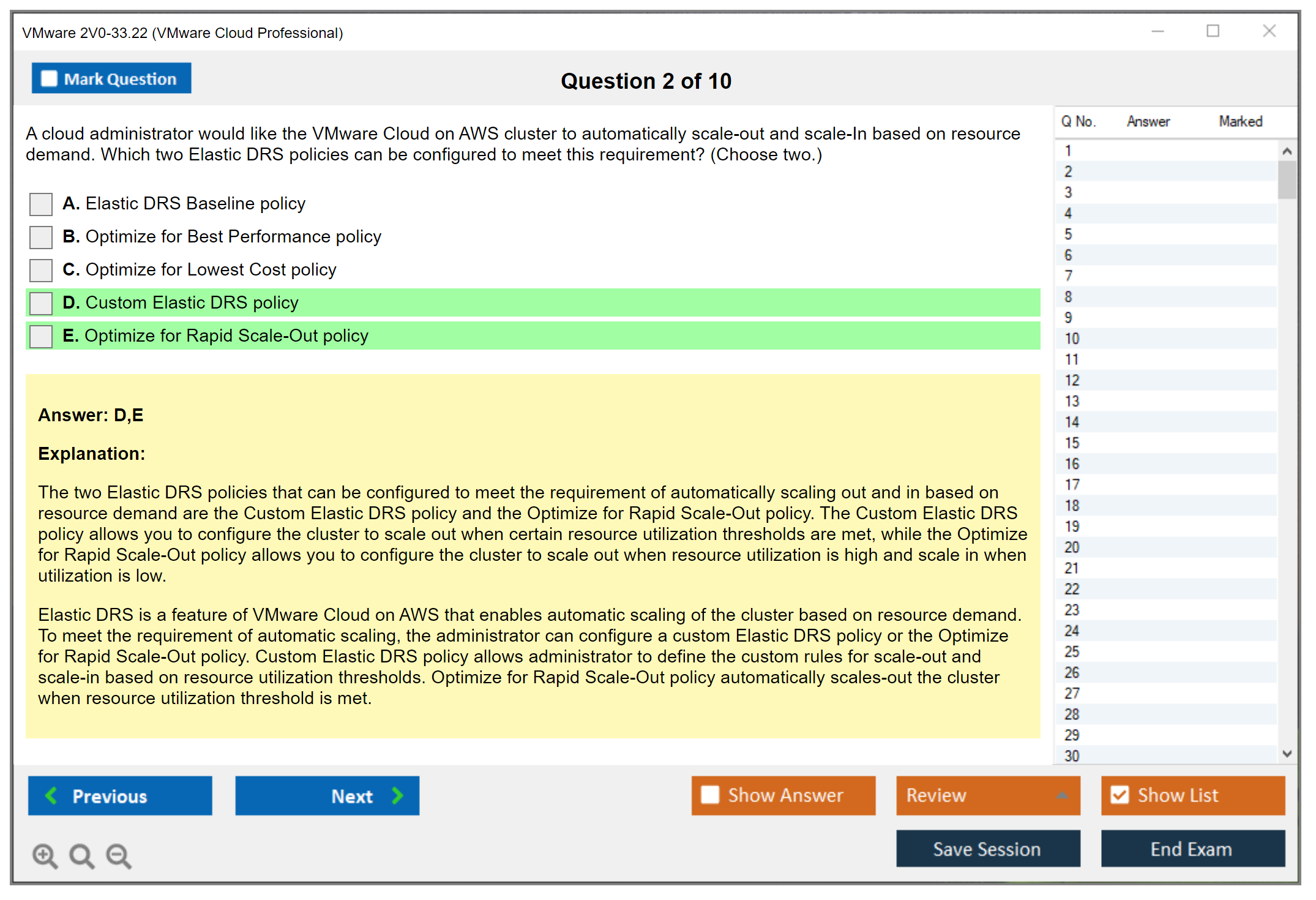 VMware 2V0-33.22 VMware Cloud Professional Practice test exam simulator test engine exam dumps questions answers Image 2