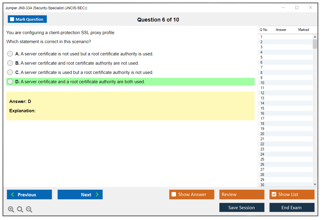 Juniper JN0-334 Security-Specialist (JNCIS-SEC) Practice test exam simulator test engine exam dumps questions answers Image 6