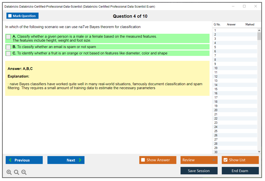 Databricks Databricks-Certified-Professional-Data-Scientist Databricks Certified Professional Data Scientist Exam Practice test exam simulator test engine exam dumps questions answers Image 4