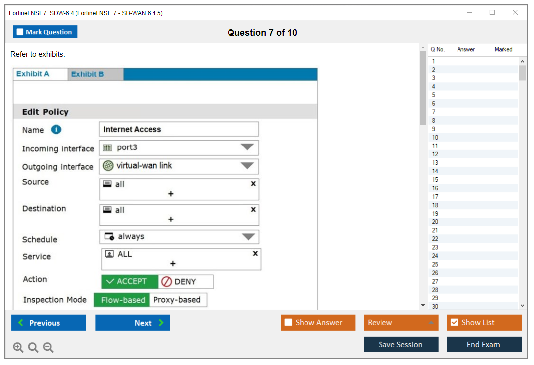 Fortinet NSE7_SDW-6.4 Fortinet NSE 7 - SD-WAN 6.4.5 Practice test exam simulator test engine exam dumps questions answers Image 7