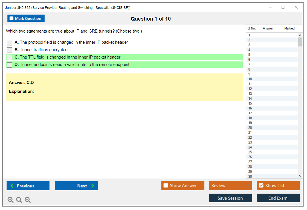 Juniper JN0-362 Service Provider Routing and Switching - Specialist (JNCIS-SP) Practice test exam simulator test engine exam dumps questions answers Image 1