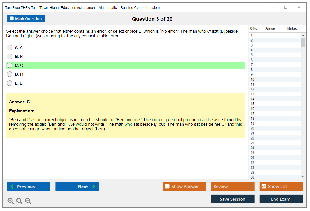 Test Prep THEA-Test Texas Higher Education Assessment - Mathematics, Reading Comprehension Practice test exam simulator test engine exam dumps questions answers Image 3