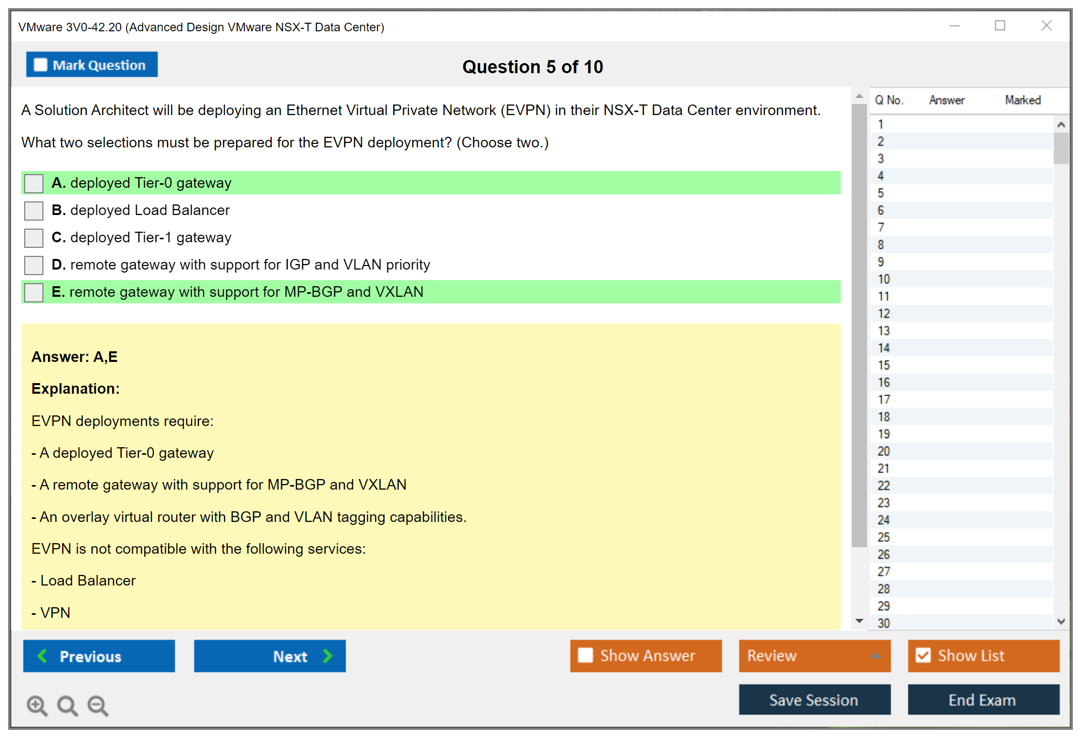 VMware 3V0-42.20 Advanced Design VMware NSX-T Data Center Practice test exam simulator test engine exam dumps questions answers Image 5