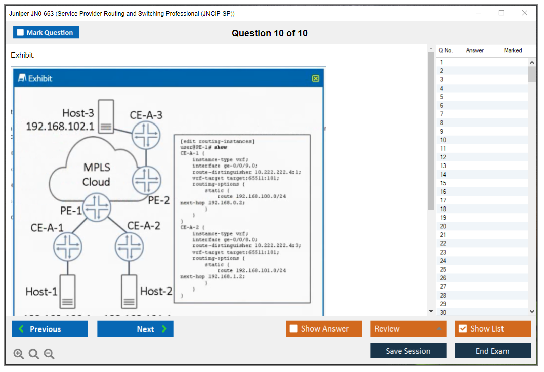 Juniper JN0-663 Service Provider Routing and Switching Professional (JNCIP-SP) Practice test exam simulator test engine exam dumps questions answers Image 10