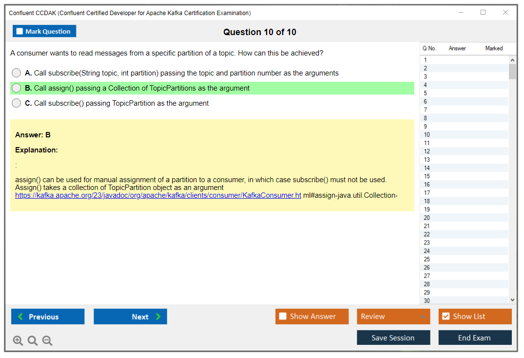 Confluent CCDAK Confluent Certified Developer for Apache Kafka Certification Examination Practice test exam simulator test engine exam dumps questions answers Image 10