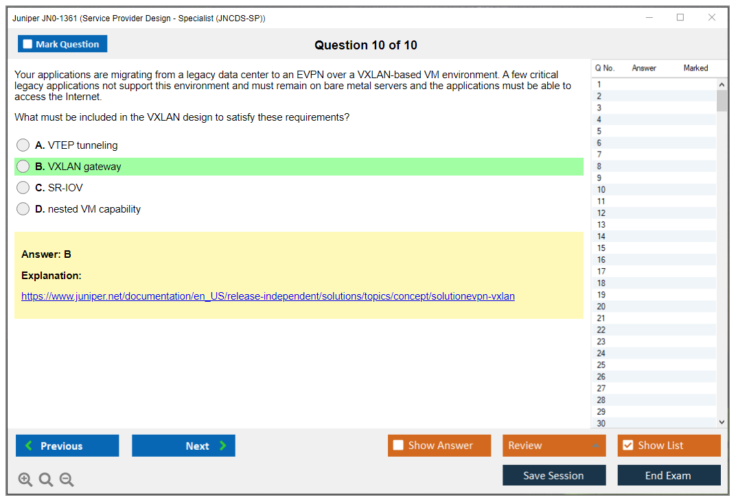 Juniper JN0-1361 Service Provider Design - Specialist (JNCDS-SP) Practice test exam simulator test engine exam dumps questions answers Image 10