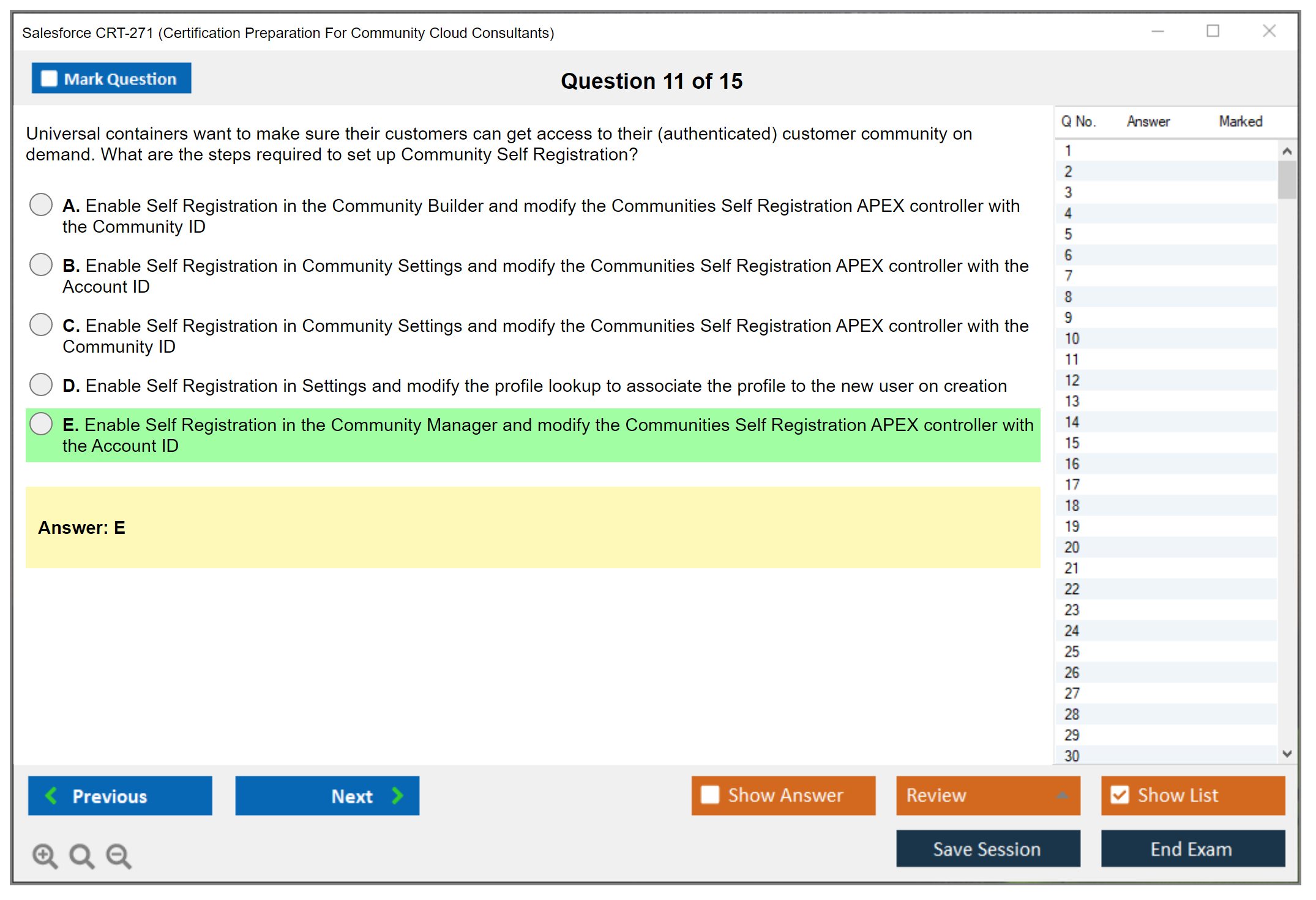 Salesforce CRT-271 Salesforce Certification Preparation For Community Cloud Consultants Practice test exam simulator test engine exam dumps questions answers Image 11