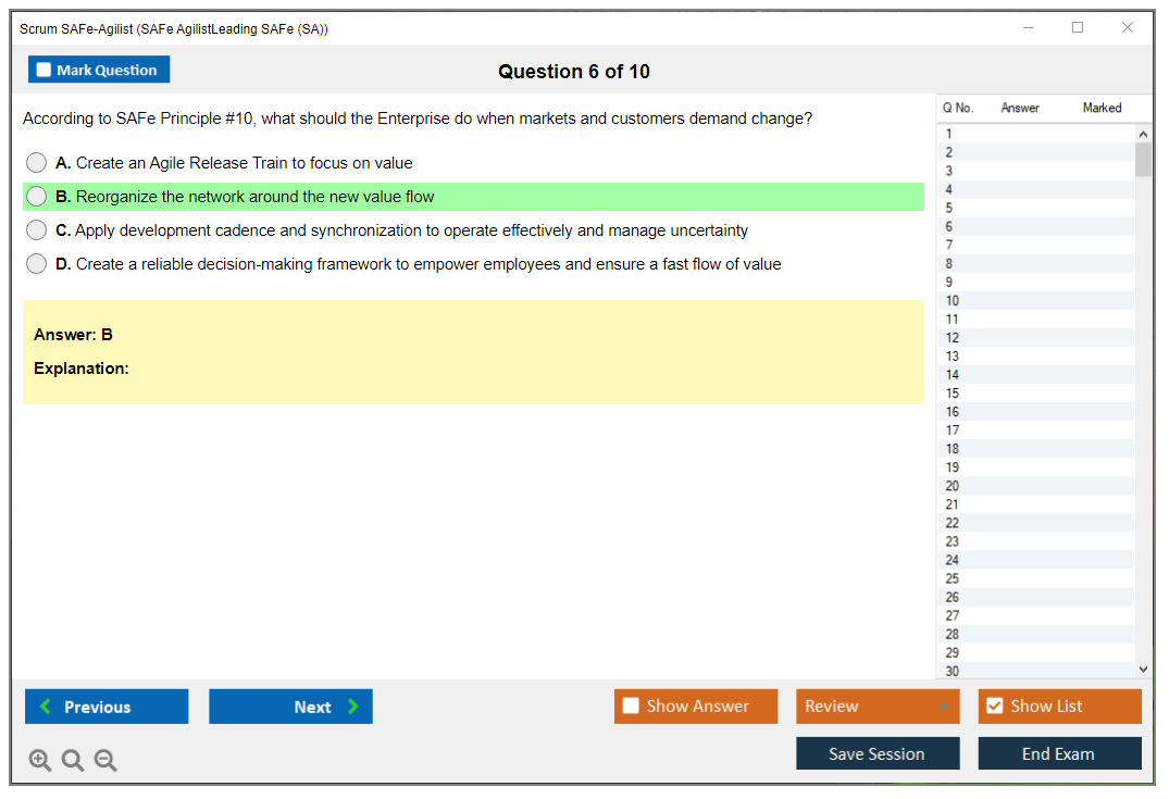 Scrum SAFe-Agilist SAFe Agilist - Leading SAFe (SA 6.0) Practice test exam simulator test engine exam dumps questions answers Image 6