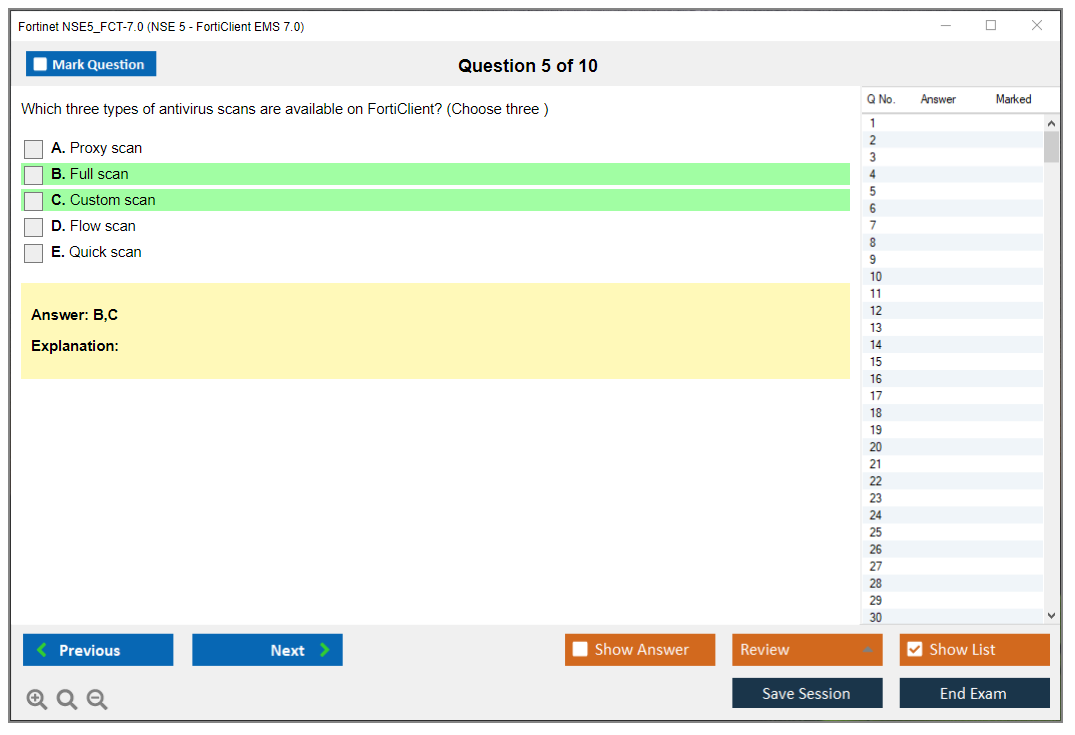 Fortinet NSE5_FCT-7.0 NSE5_FCT-7.0 NSE 5 - FortiClient EMS 7.0 Practice test exam simulator test engine exam dumps questions answers Image 5
