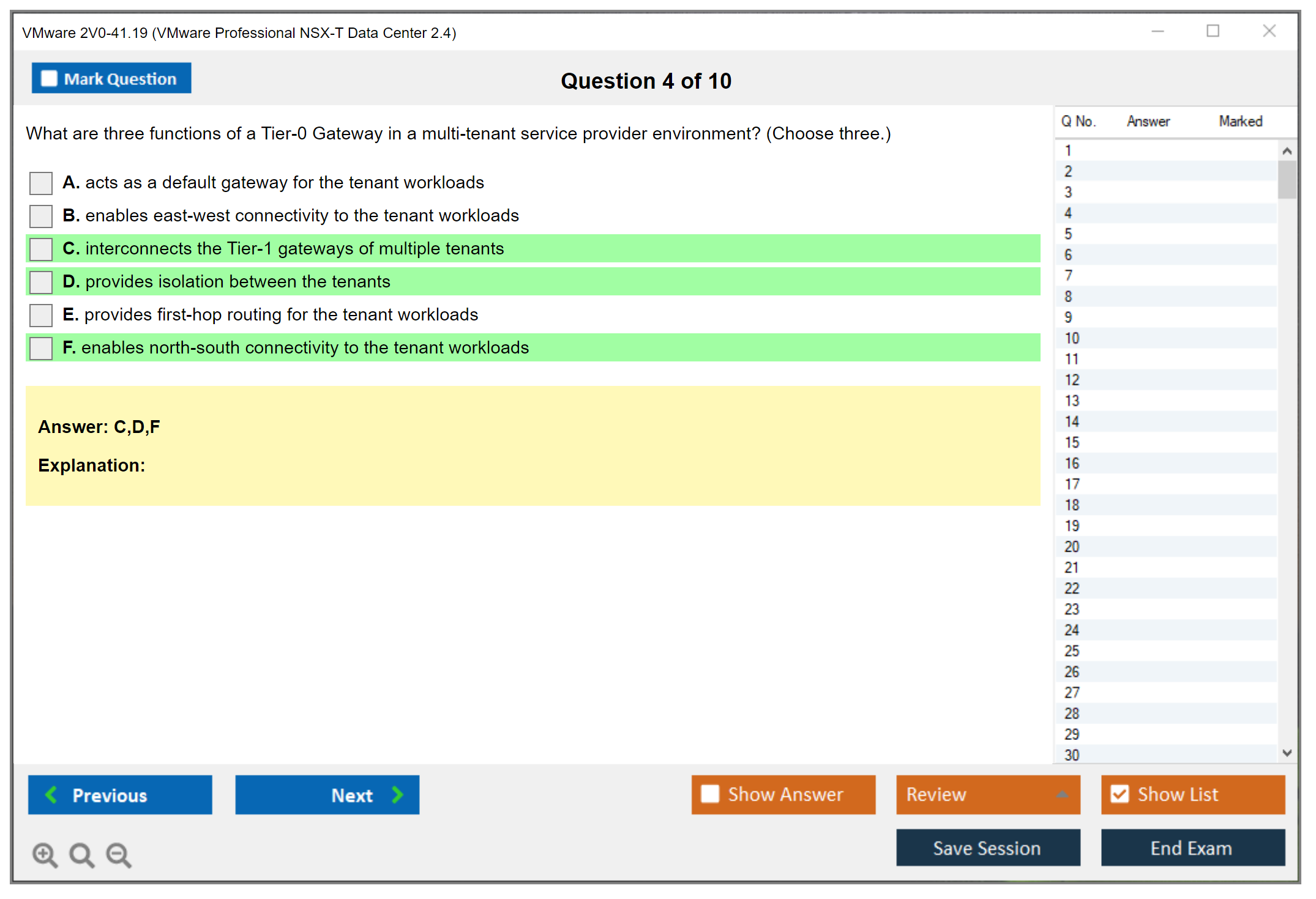 VMware 2V0-41.19 VMware Professional NSX-T Data Center 2.4 Practice test exam simulator test engine exam dumps questions answers Image 4