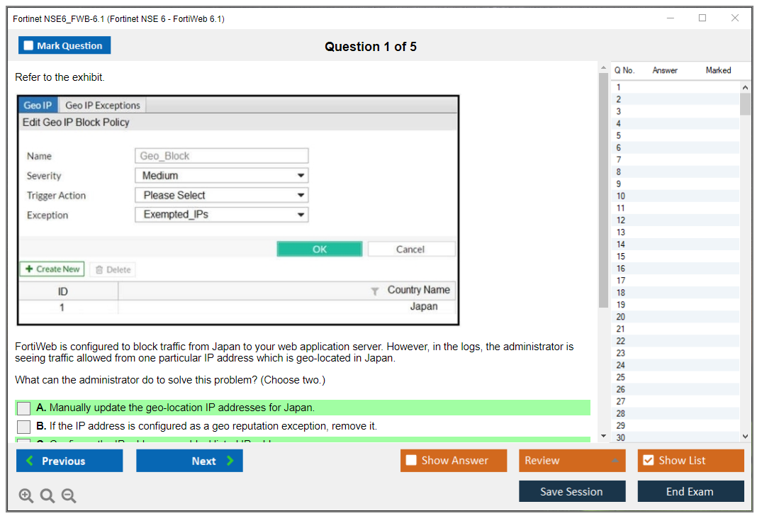 Fortinet NSE6_FWB-6.1 Fortinet NSE 6 - FortiWeb 6.1 Practice test exam simulator test engine exam dumps questions answers Image 1