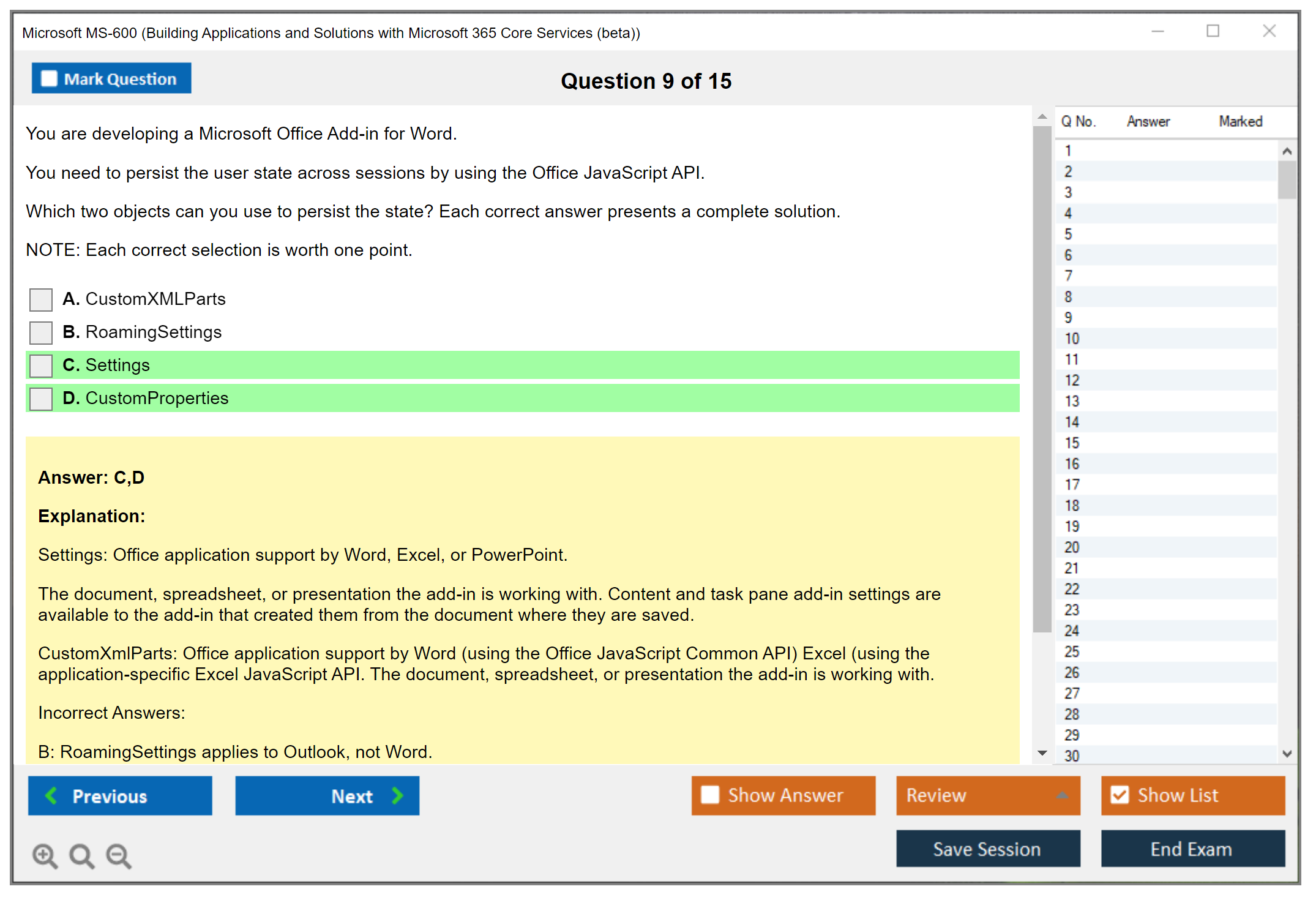 Microsoft MS-600 Building Applications and Solutions with Microsoft 365 Core Services Practice test exam simulator test engine exam dumps questions answers Image 9