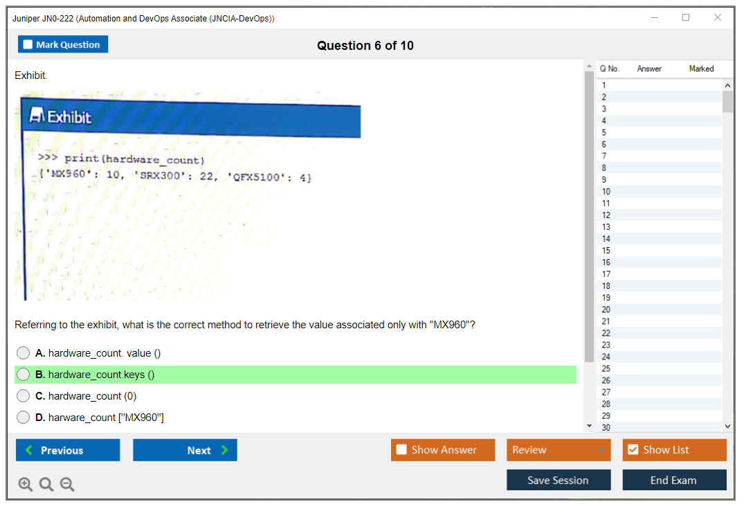 Juniper JN0-222 Automation and DevOps Associate (JNCIA-DevOps) Practice test exam simulator test engine exam dumps questions answers Image 6