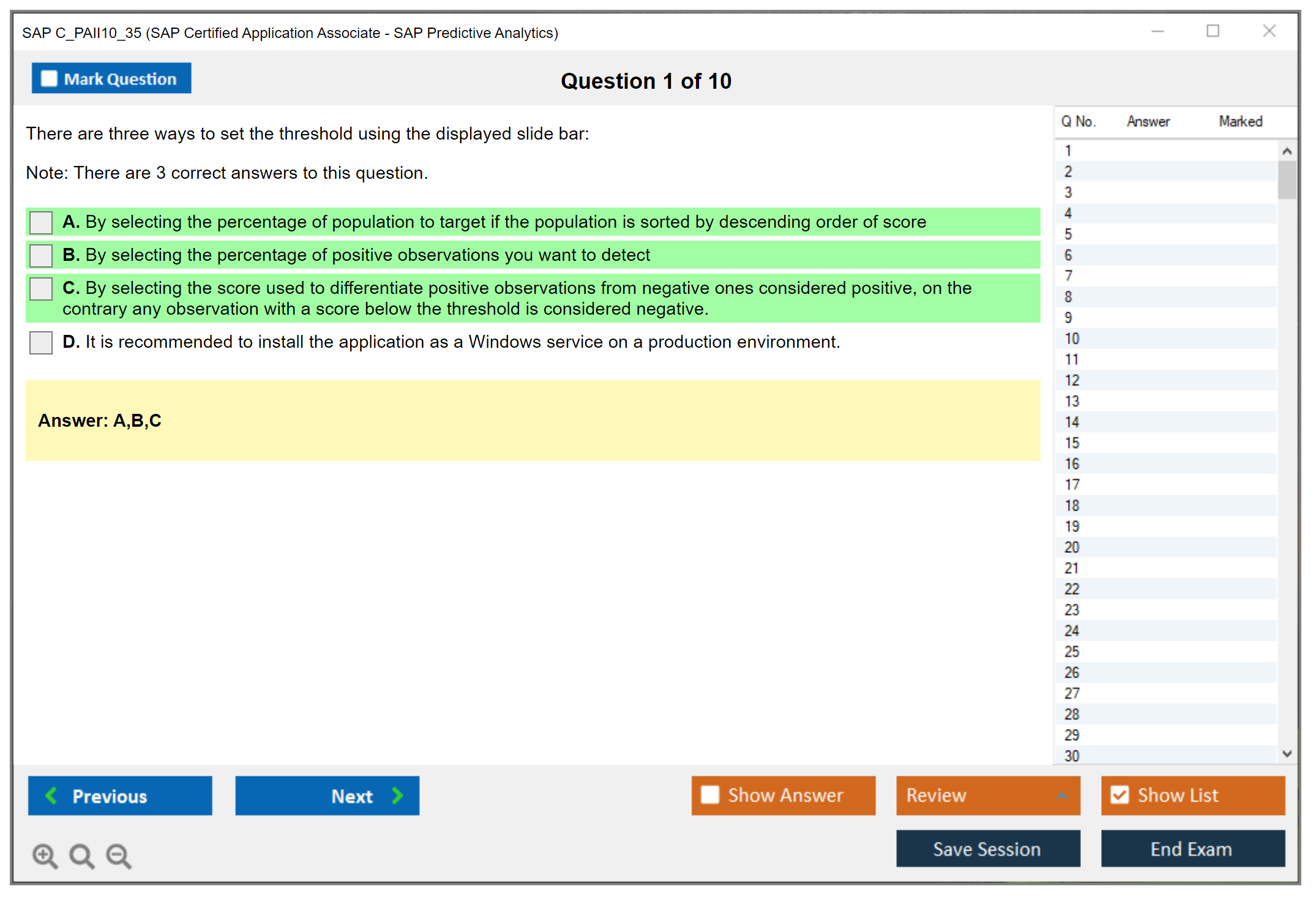 SAP C_PAII10_35 SAP Certified Application Associate - SAP Predictive Analytics Practice test exam simulator test engine exam Prep practice test questions answers Image 1