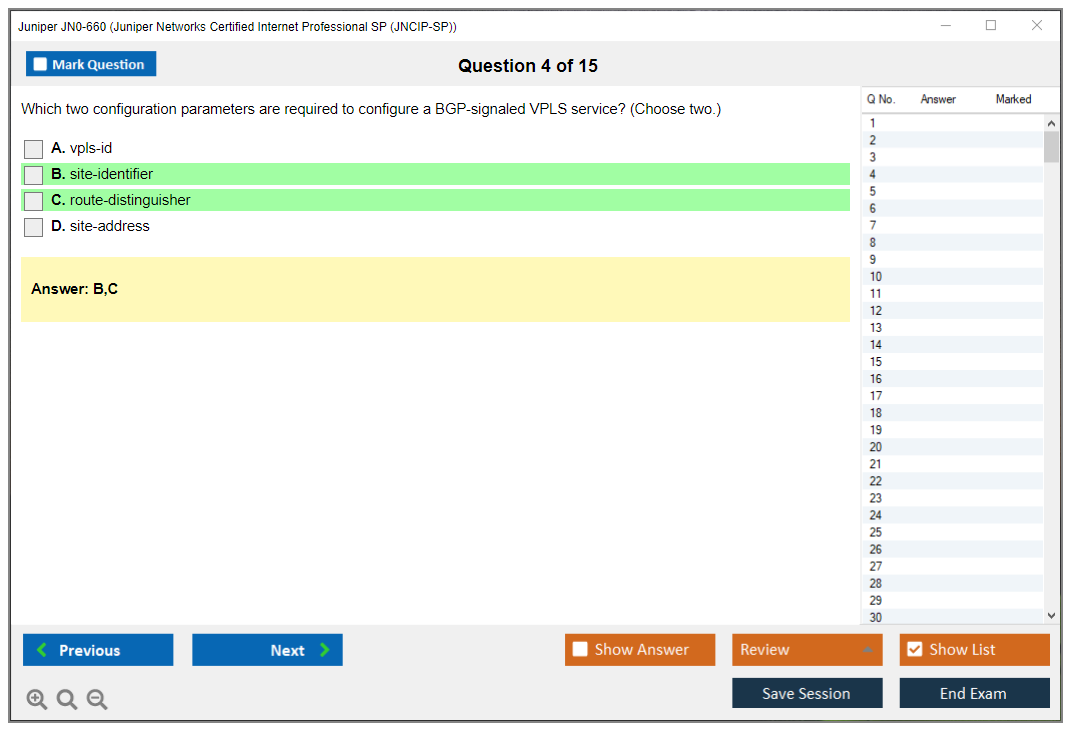 Juniper JN0-660 Juniper Networks Certified Internet Professional SP (JNCIP-SP) Practice test exam simulator test engine exam dumps questions answers Image 4