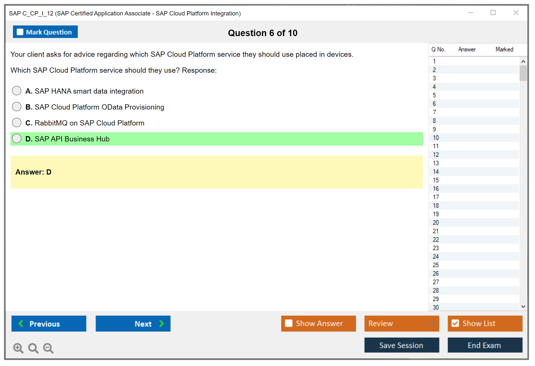 SAP C_CP_I_12 SAP Certified Application Associate - SAP Cloud Platform Integration Practice test exam simulator test engine exam dumps questions answers Image 6