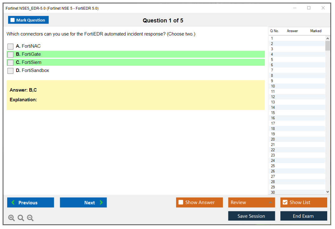 Fortinet NSE5_EDR-5.0 Fortinet NSE 5 - FortiEDR 5.0 Exam Practice test exam simulator test engine exam dumps questions answers Image 1