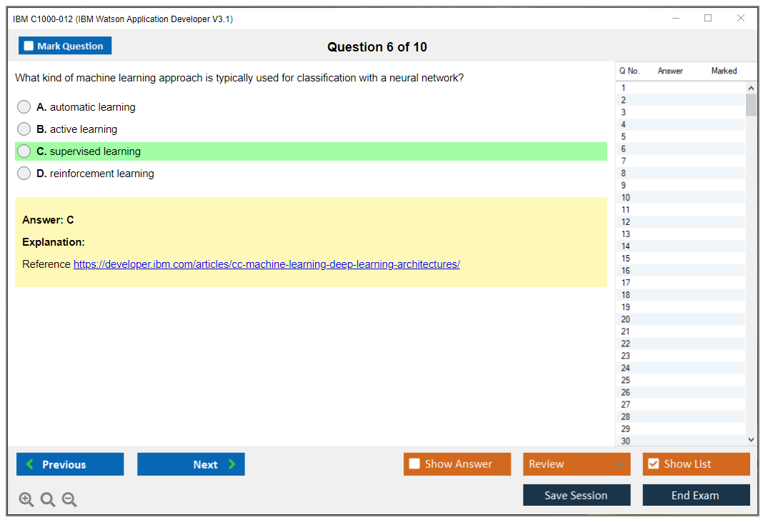 IBM C1000-012 IBM Watson Application Developer V3.1 Practice test exam simulator test engine exam dumps questions answers Image 6